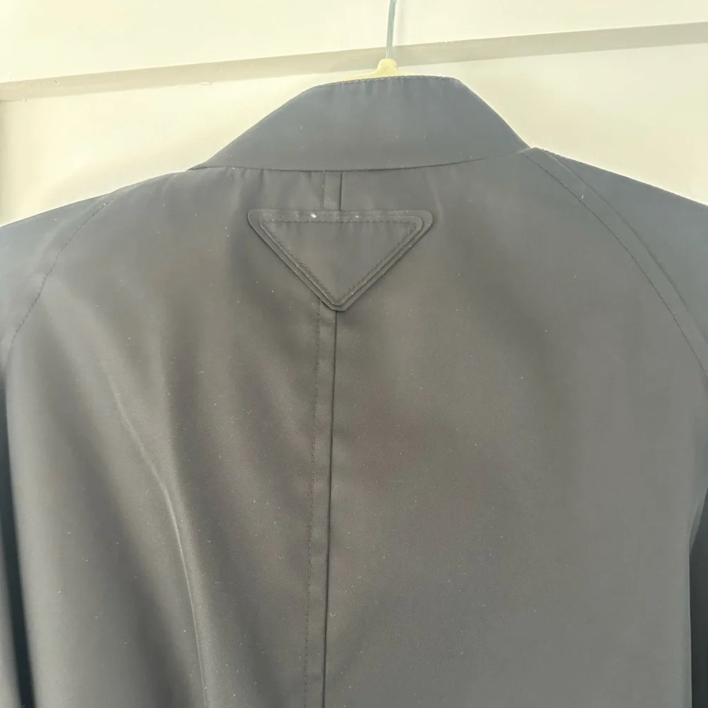 Prada Black Re Nylon long Trench Coat with triangle logo belt size 40 $4000 - Picture 12 of 13